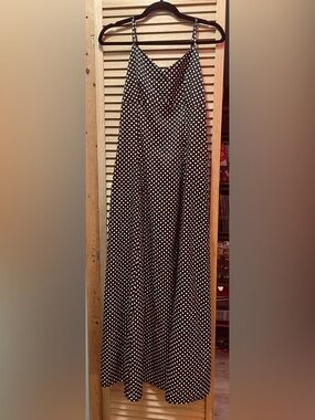 Black Polka Dot Maxi Slip Dress